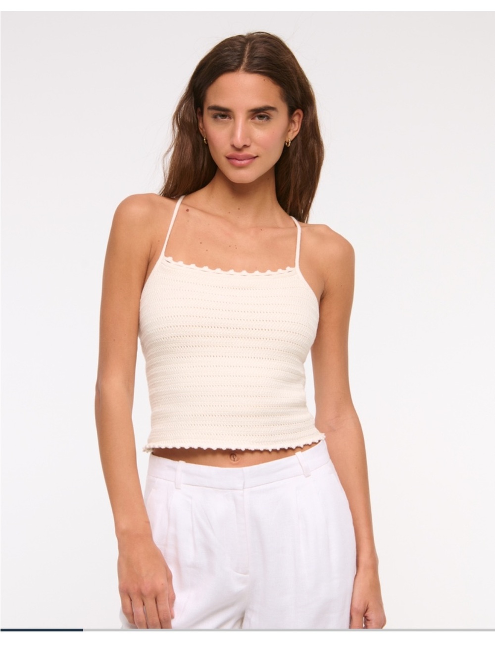 Abercrombie Women's Crochet-Style Tie-Back Tank | Cream | Medium